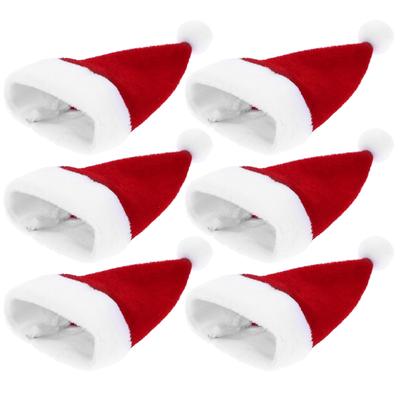 6Pcs Mini Santa Hat Christmas Decoration Small Red White Xmas Caps for Cutlery Lollipop Bottle Party Favor Mini Christmas Hat