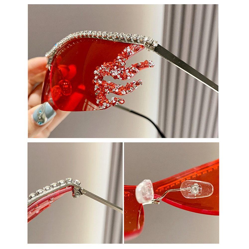 Popular Rimless Sunglasses Punk Irregular Diamond Crystal Shades Luxury Designer Uv400 Protection Metal Glasses For Women