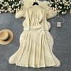 Autumn Winter Women Elegant SP Hollow Out Knitted Sweater Long Midi Christmas Party Split Dresses