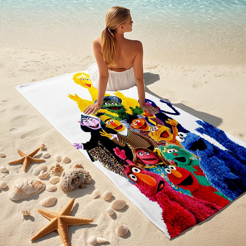 Sesame Street beach towel Outdoor camping Beach towel for vacation swim Outdoor pool Absorbent bath towel