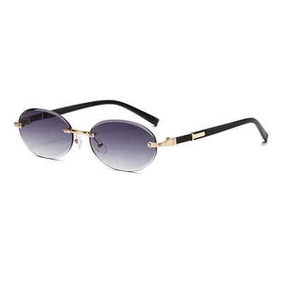 1584 New Trendy Frameless Oval Sunglasses - Spicy Girl Hip-Hop Style 2024