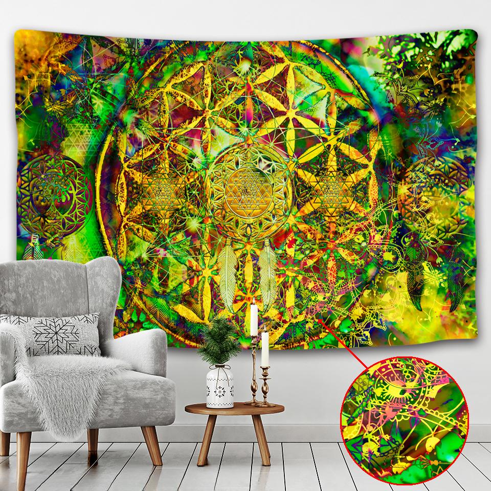 India Mandala Tapestry Wall Hanging Boho Decor Wall Cloth Tapestries Psychedelic Hippie Night Moon Tapestry Mandala Wall Carpet