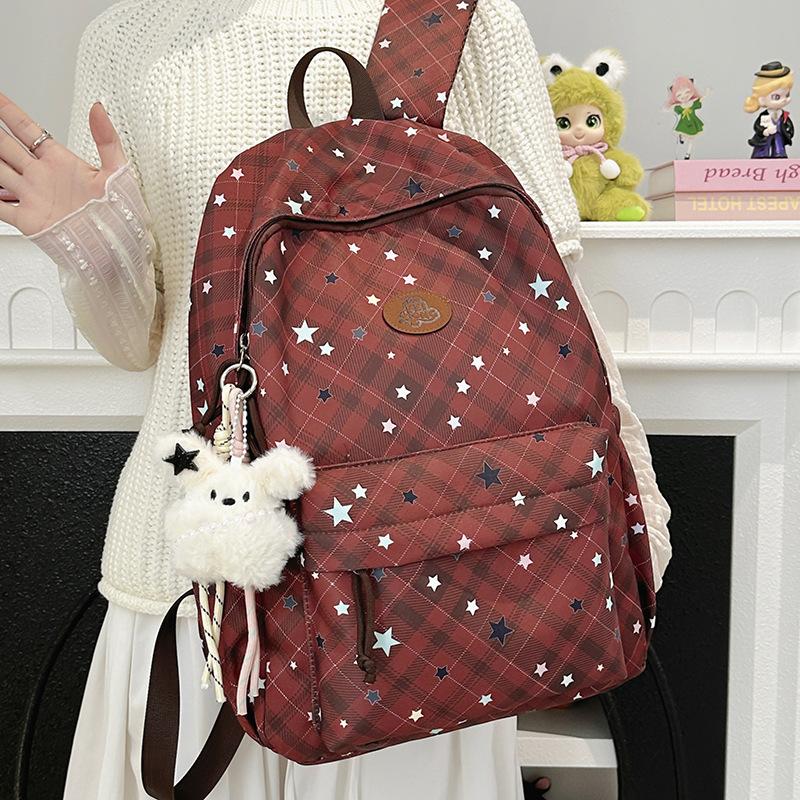 Schoolbag1011 trendy fashion plaid light schoolbag backpack women's large capacity versatile leisure student commuter backpack