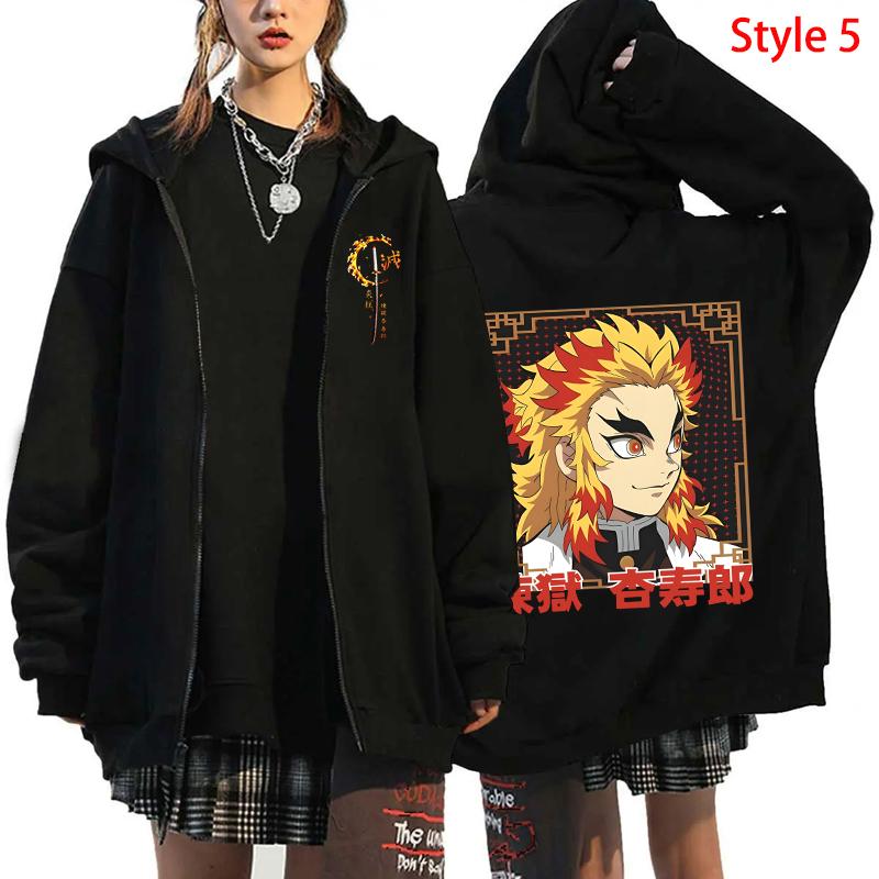 

Аниме Rengoku Kyoujurou Печать Пальто Молния Одежда Мода Свободная Толстовка Мужчины Женщины Толстовка Молния Уличная Одежда Толстовки L