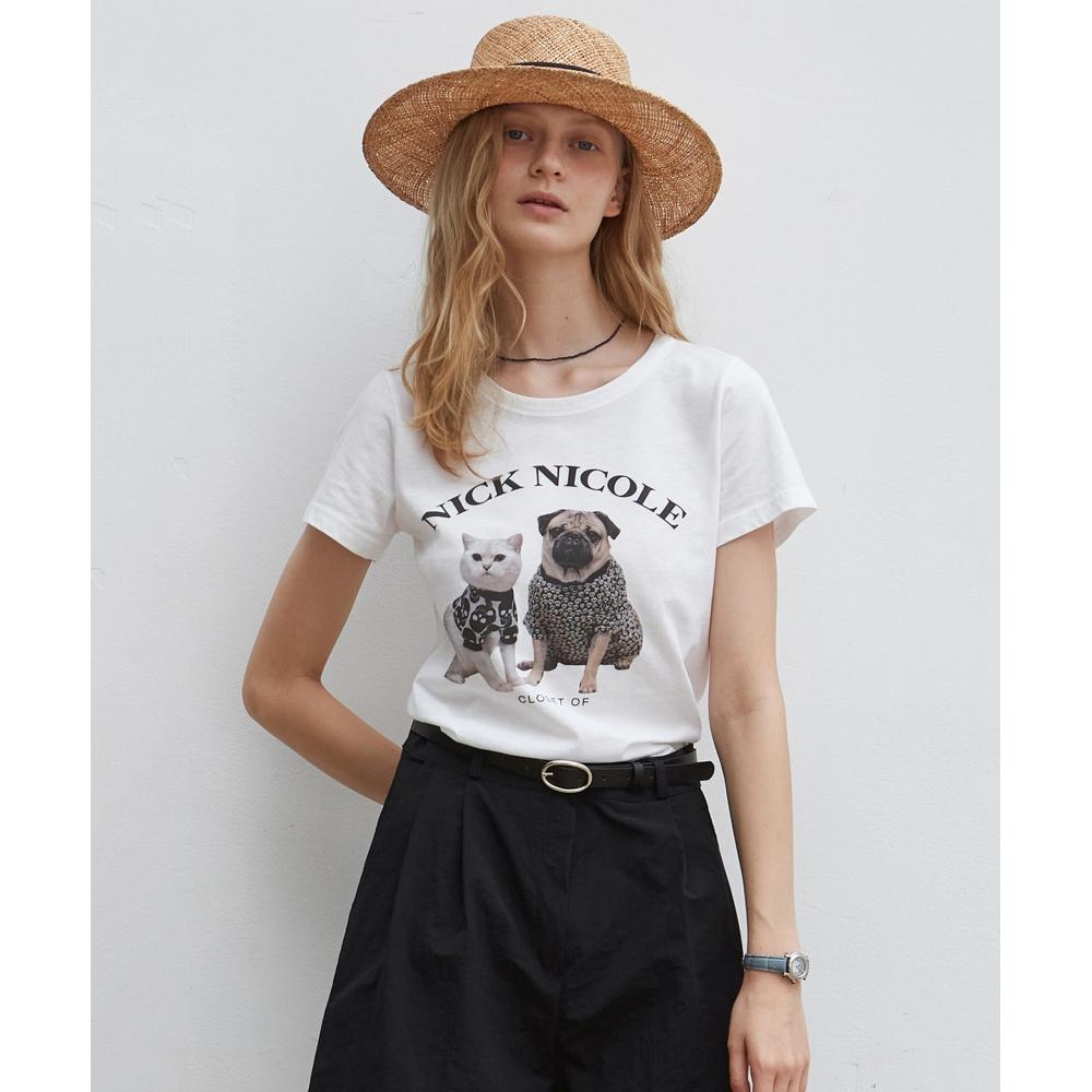 

NICKNICOLE NICOLE PET CROP TEEWHITE