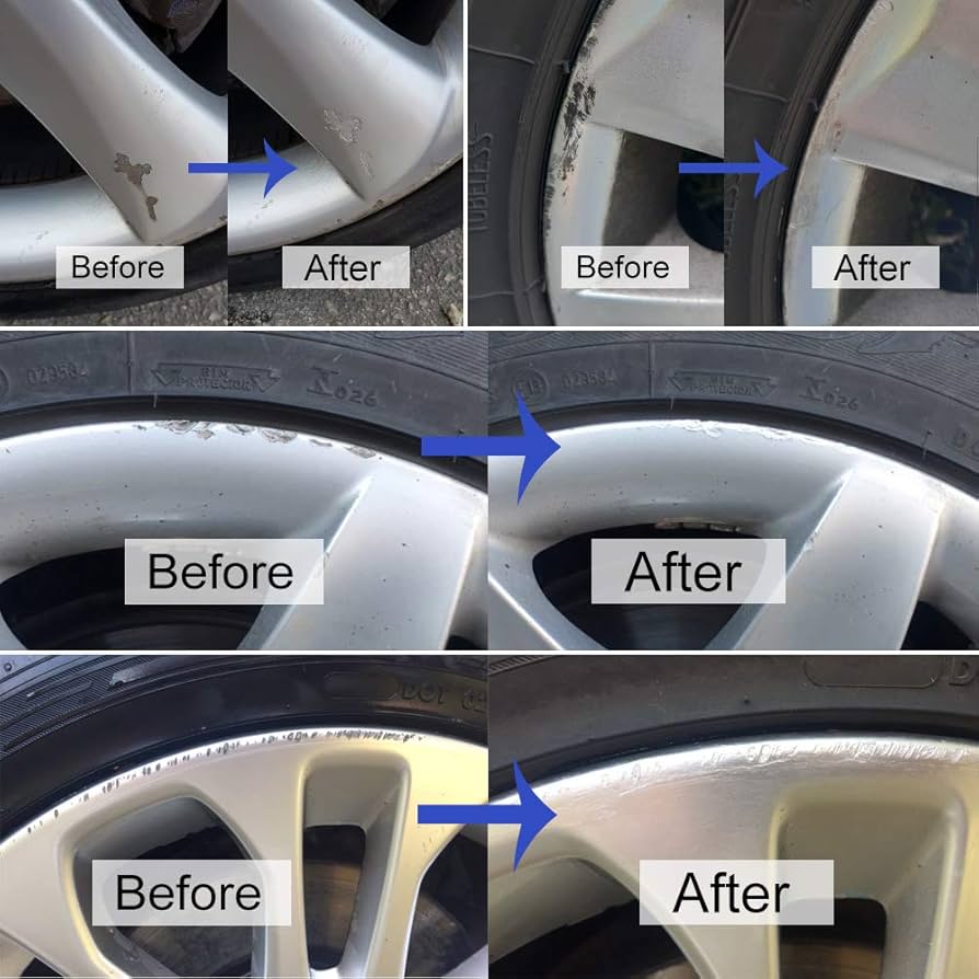 Car Wheel Hub Repair Kit Scratch Removal and Polish Restore Paste - Black And White Silver Aluminum Alloy Rim Anti-Oxidation