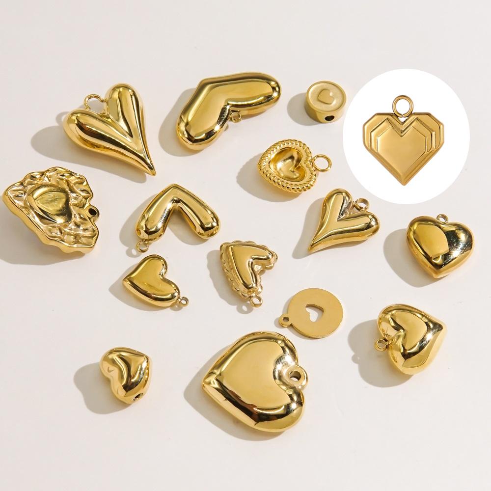 3PCS/LOT CARLIDANA 18K Gold Plated Stainless Steel Oil Drop Heart Charms for DIY Bracelet Necklace Jewelry Making