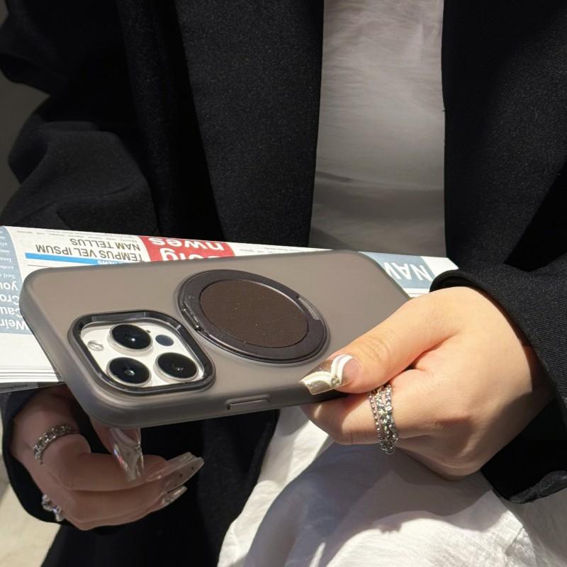 360 Rotating Magnetic Phone Case With Kickstand IPhone 15/16 Series Soft-Touch Full Coverage Anti-Fingerprint PCTPU
