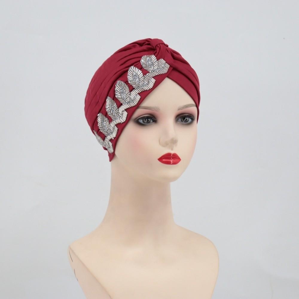 Solid Color Cross Knot Headwrap Versatile Headwrap Hat New Side Leaf Rhinestones Headscarf  Party