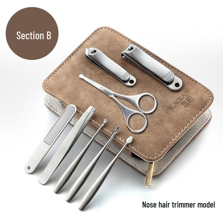 8dílná manikúrní sada z nerezové oceli s potiskem loga: Kleštičky na nehty, nůžky a nástroje připravené k darování