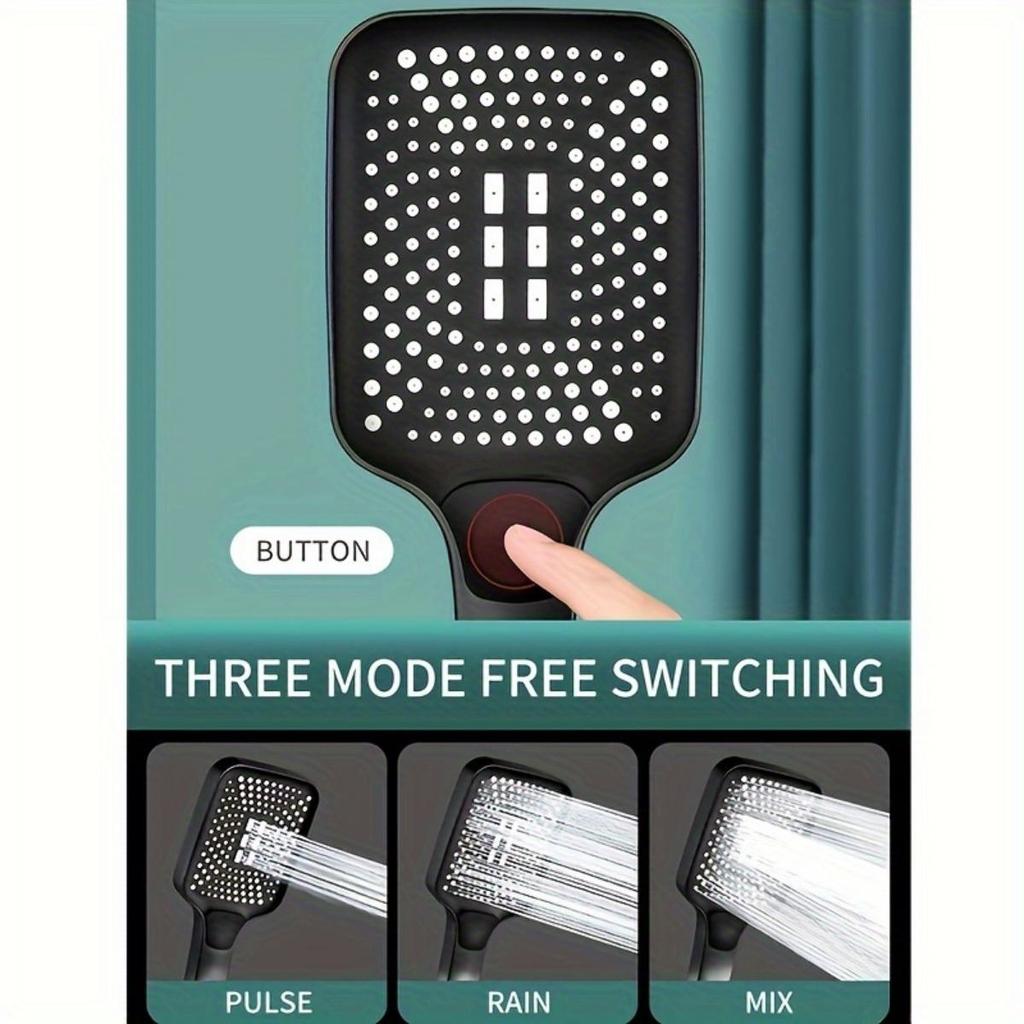 Super Pressurized Square Button Handheld Shower Head Water Pressure Boost