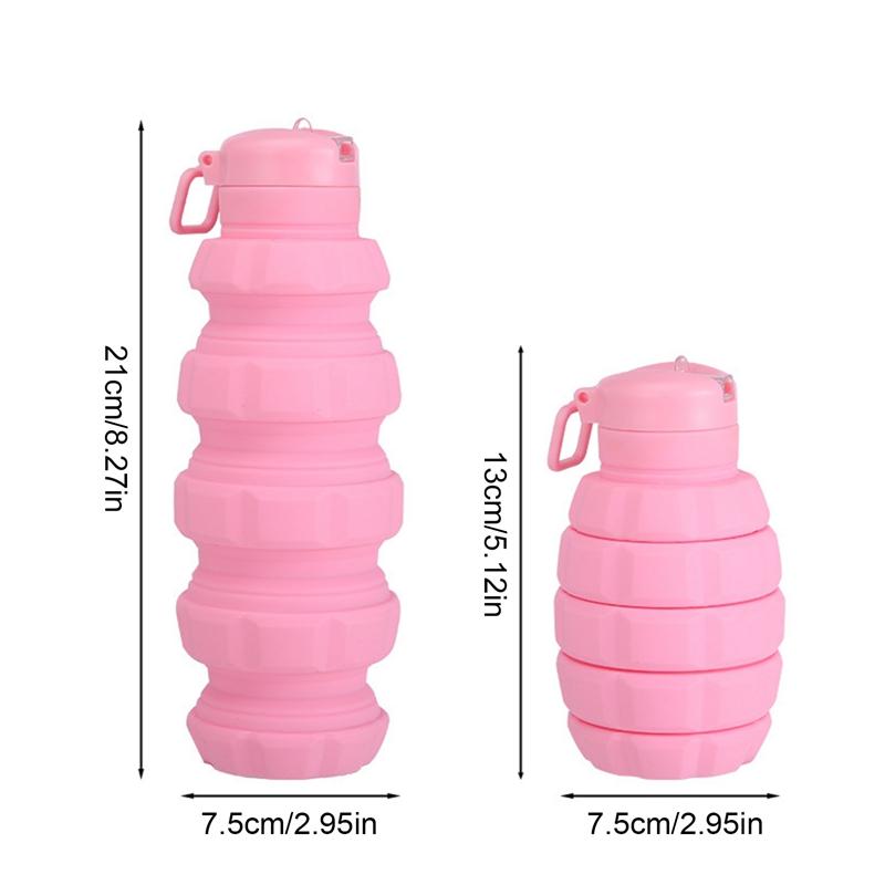 Portable Silicone Retractable Grenade Water Bottle 500ML Collapsible Sports Water Bottle Foldable Reuseable Drinking Cup Travel