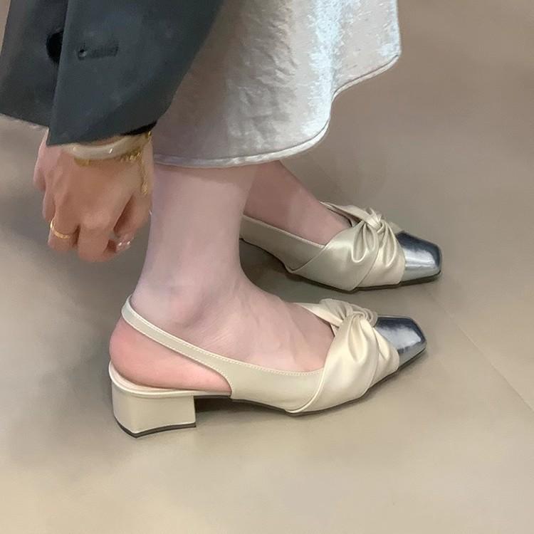French Xiaoxiangfeng evening single shoes women's 2025 spring and summer new gentle temperament bag head sandals outer wear with skirt