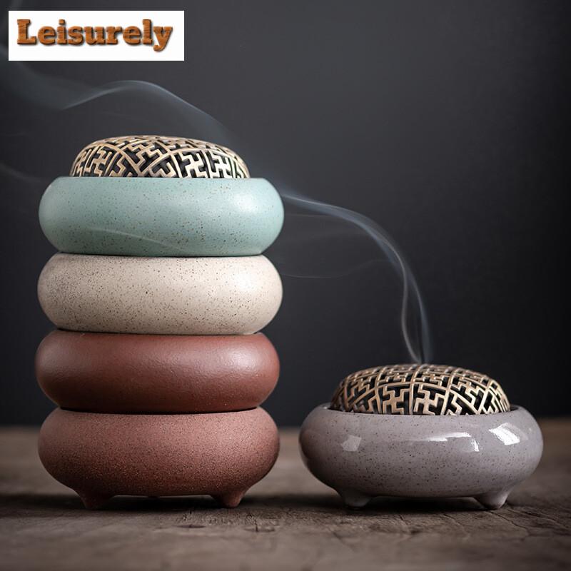 Three-legged Static Plate Incense Stove Ceramic Aromatherapy Furnace Sandalwood Agarwood Tower Incense Burner Tea Ceremony Craft