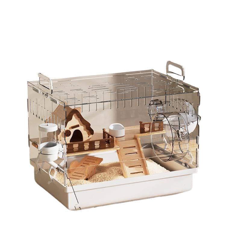 Jaula de Acrílico de Lujo para Hámster: Villa Grande, Transparente, Anti-Mordeduras para Hámsteres Dorados