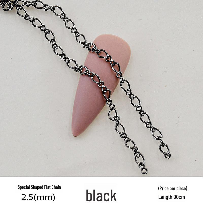 

Ретро металлическая цепочка для нейл-арта - 90 см, изящная плоская форма для самостоятельного украшения 1 piece (90cm)