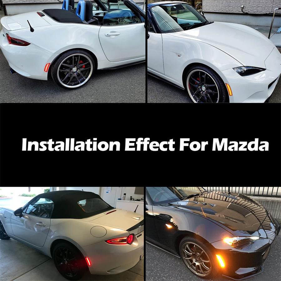 4Pcs Car Front Amber+Rear Red LED Side Marker Light For Mazda Miata Mx-5 2016-Up