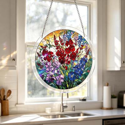 Quebra-Cabeça Vitral, Quebra-Cabeças DIY Vitral Acrílico, Ornamento para Pendurar em Janela de Vitral para Casa, Decoração de Jardim, Presente para Mulheres, Mãe, Amigos