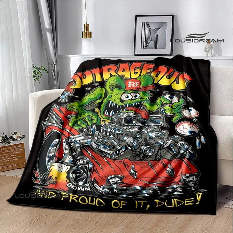 Tales of the Rat Fink Anime Blanket Picnic Blanket Flannel Soft and Comfortable Home Travel Blanket Birthday Gift Bed Blanket