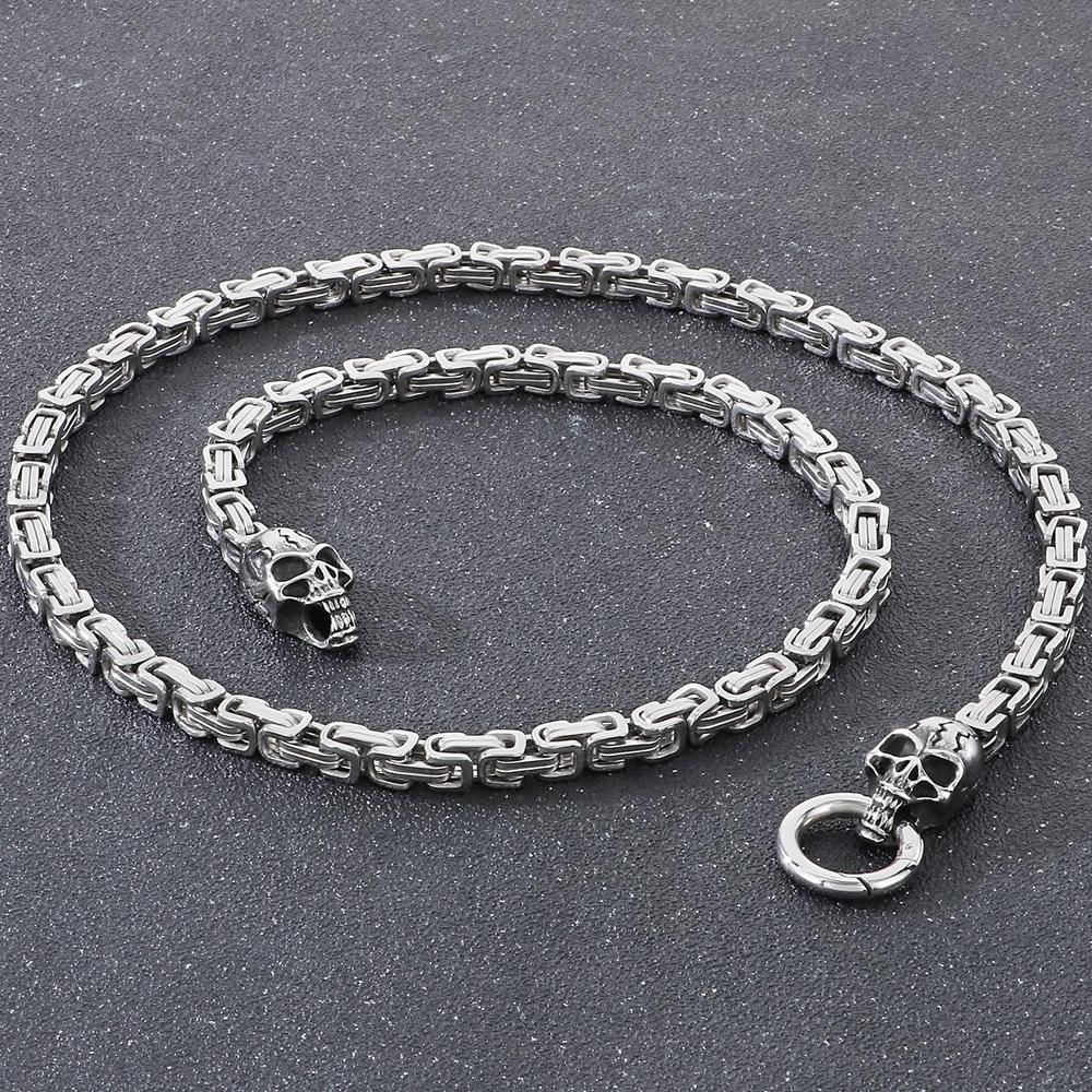 

Панк-цепочка из нержавеющей стали шириной 6 мм, мужское ожерелье длиной 72 см, мужское ожерелье с черепом, головой, лицом, ювелирные изделия, аксессуары, колье, мужское 72CM серебряный