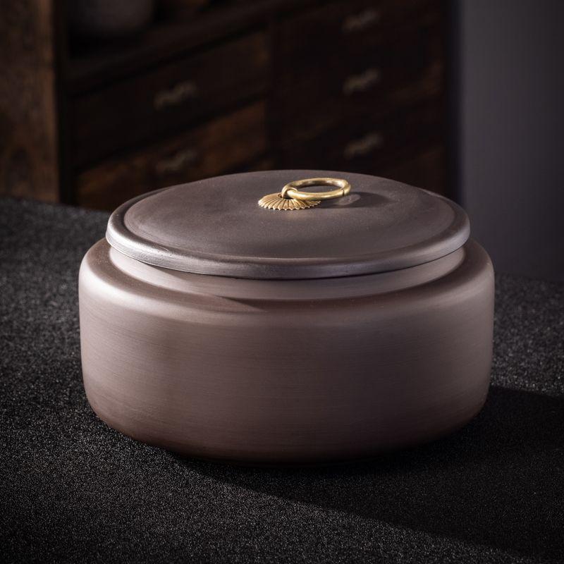 Purple Clay Tea Caddy Ceramic Large Airtight Pot Universal Half Catty Black Tea Green Tea Pu'er Tea Pot Household Storage Tank
