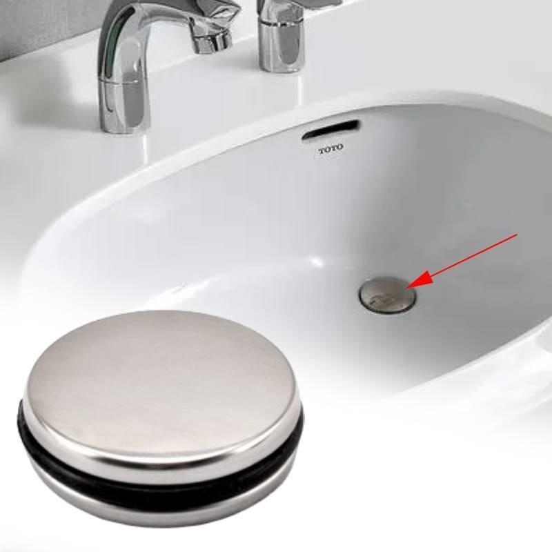 Stainless Steel Flip Top Sink Plug With Black Seal Ring Ideal For Modern Bathrooms And Washbasins