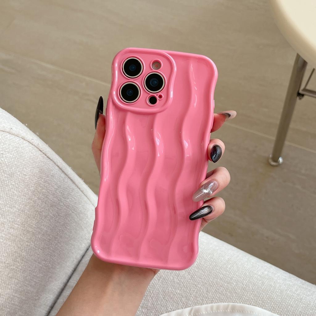 INS High-End Wave Stripe Case for iPhone 17 Pro Max, Apple 16 Solid Color Simple 15/14