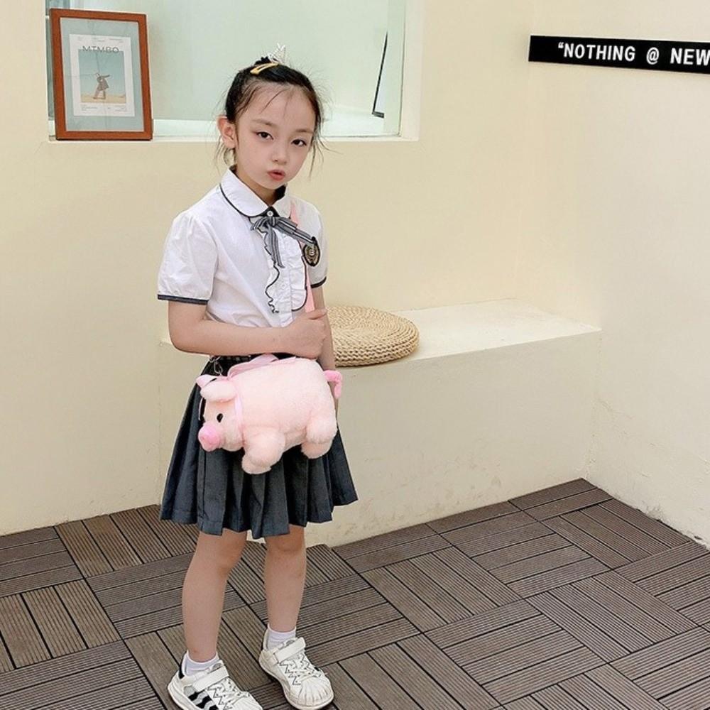 Nuova Borsa a Tracolla Peluche Maialino Rosa Morbido Borsa Animale di Peluche Carino Maialino Grande Capacità Borse Messenger per Bambini Ragazza