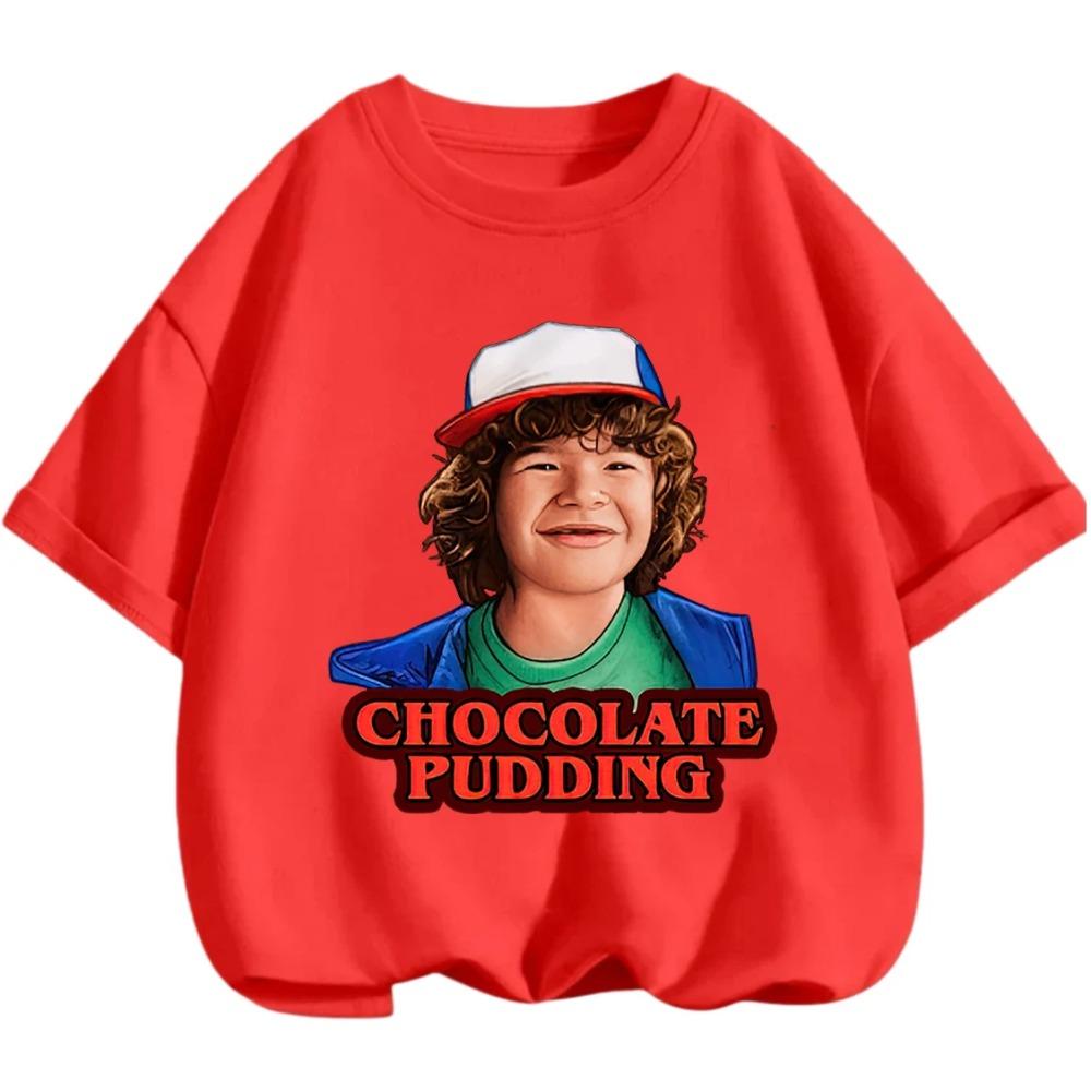 Summer Casual Crew Neck T Shirt Kawaii Cartoon Design Children Stranger Things Short Sleeve Tops Boys Girls