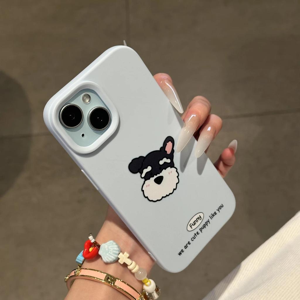 Cute Puppy Applies To Apple IP17promax Mobile Phone Case 16 Liquid Glutinous Rice 14 Matte 13 Men and Women 15 Large Holes