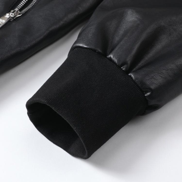 Du Jiabang Herren Jacke mit Stehkragen aus Kunstleder - Herbst/Winter, Schlanke Passform, Reißverschluss, Unifarben, Trendiger Business-Stil.