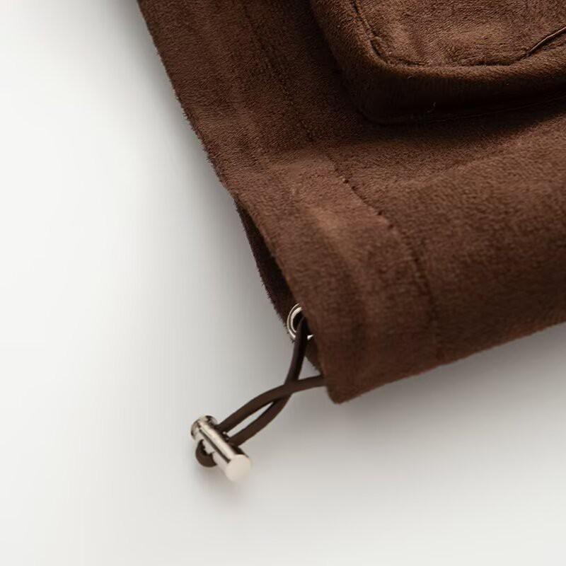 Womens Vintage Loose Fit Jacket Solid Color Turn Down Collar Zip Up Casual Outerwear Fall 2025