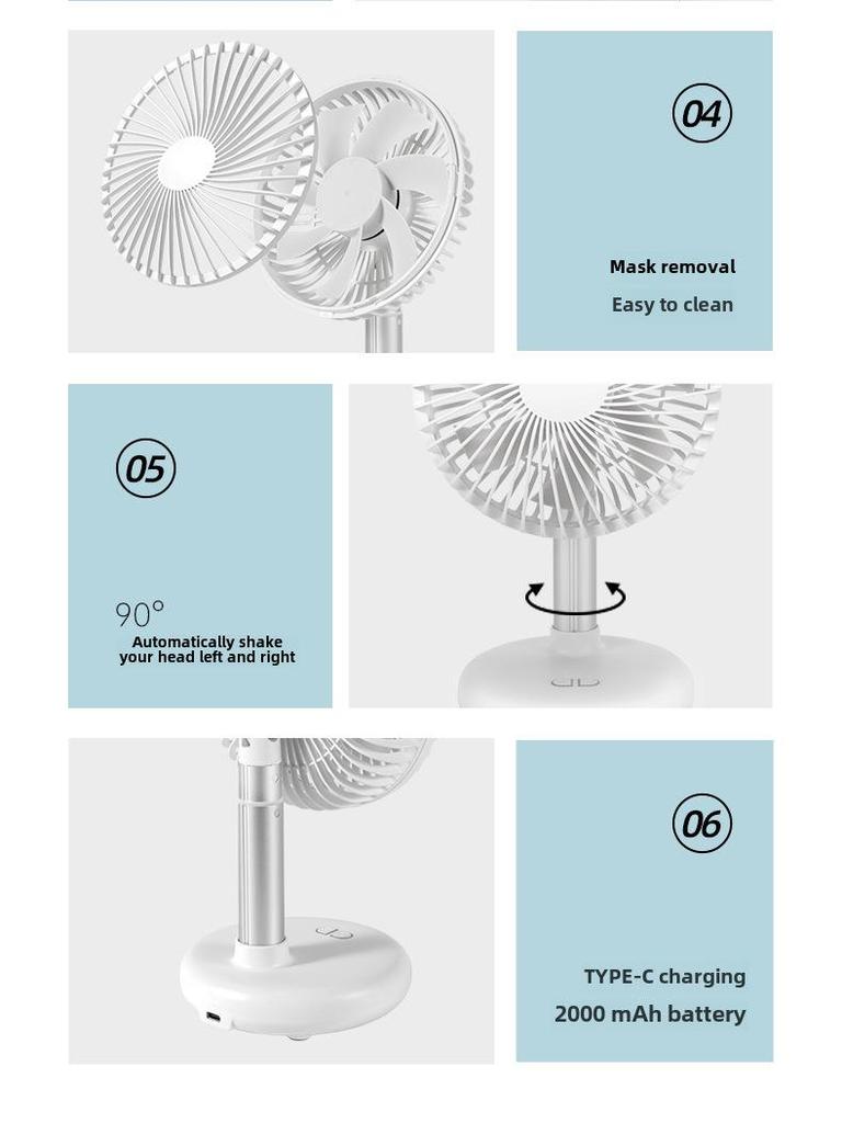 Portable Rechargeable Mini Desktop Fan - Silent and Handheld for Office, Student, Home, or Dorm Use