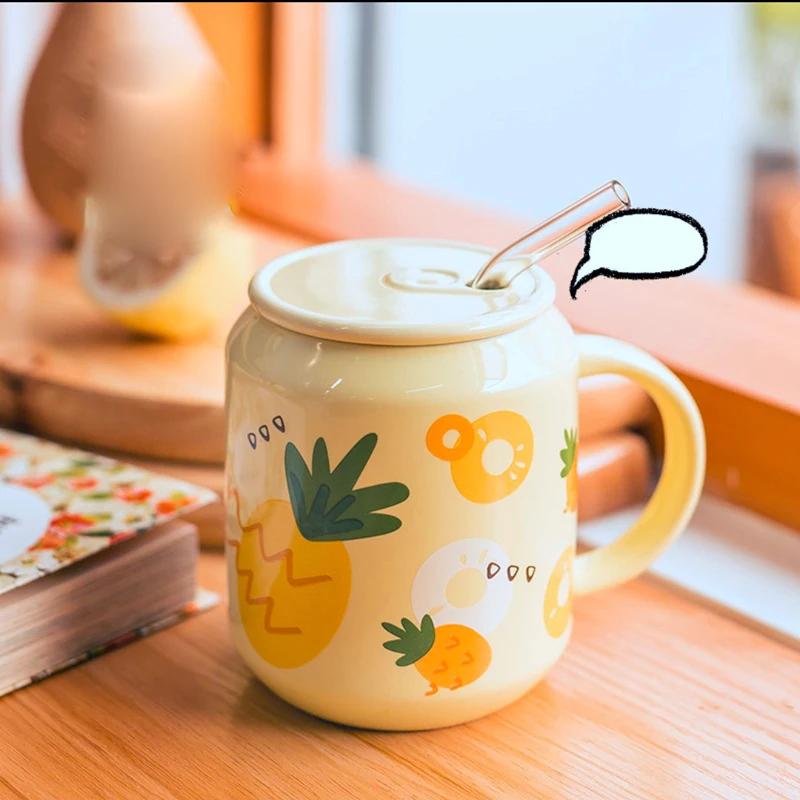 Glass Straw Mug Ceramic Beer Mug Coffee Cups and Mugs Drinkware Cup for Coffee Beautiful Tea Mugs Original Funny New Year Cute