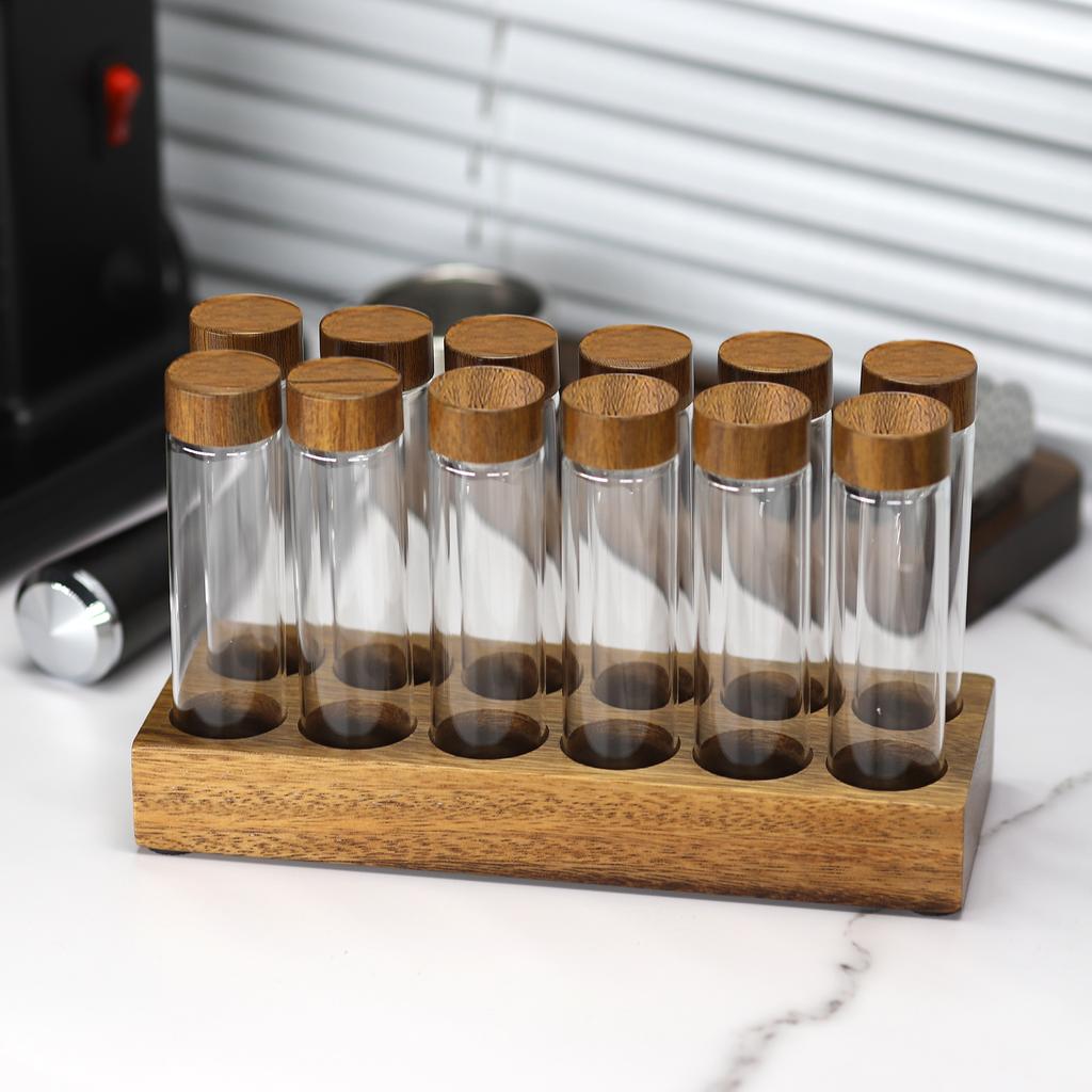 Kaffeebohnen Aufbewahrungsbehälter Präsentationsständer Walnuss Tee Dose Flasche Glas Espresso Kaffee Zubehör Werkzeug Barista Kaffeegeschirr Sets