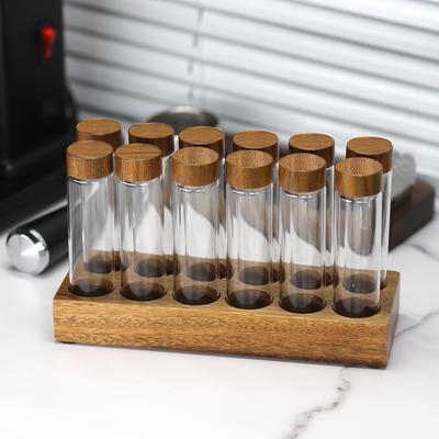 Coffee Beans Storage Container Display Rack Walnut Tea Tube Bottle Glass Espresso Coffee Accessories Tool Barista Coffeware Sets