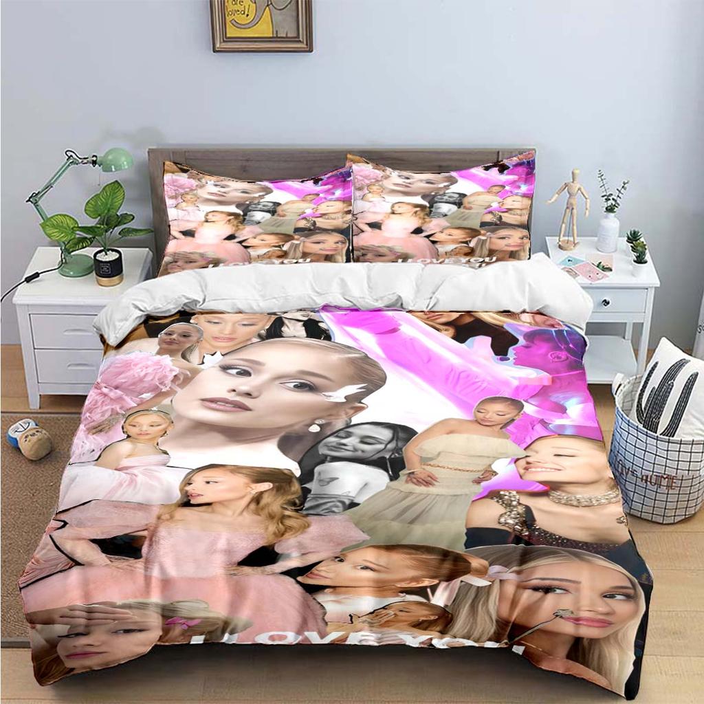 Comforter Fashion Pop Singer A-Ariana G-Grande Print Bedding Sets Bed Supplies Set Bed Comforter Set Bedding Set Luxury Gift