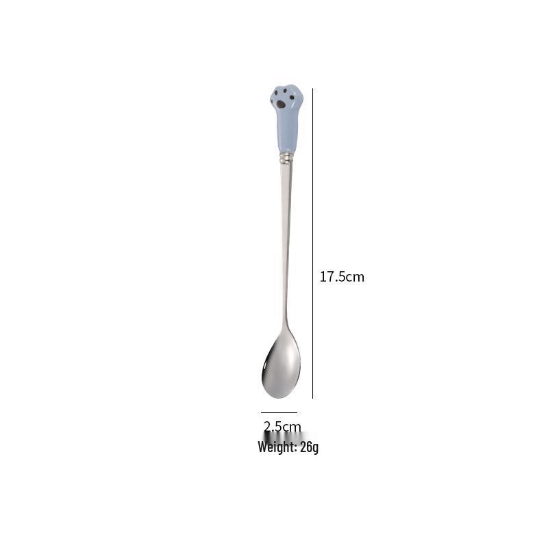 Cartoon Children's Stainless Steel Long Handle Spoon & Fork Set