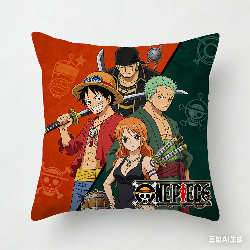 One Piece Pillow Cover Anime Fan Favorite Character Print Decorative Pillowcase for Bedroom Living Room and Anime Enthusiasts