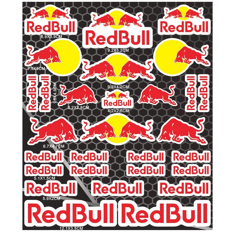 Motorcycle Stickers, Red Bull Events Sponsored Stickers, Plastic Helmet, Car Body, Homemade Decorative Waterproof Sunscreen Stickers Tank