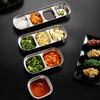 Stainless Steel Divided Dip Bowls Sauce Plate Seasoning Dipping Condiment Tray for BBQ Vinegar Spice Ketchup Salt Sugar Flavor