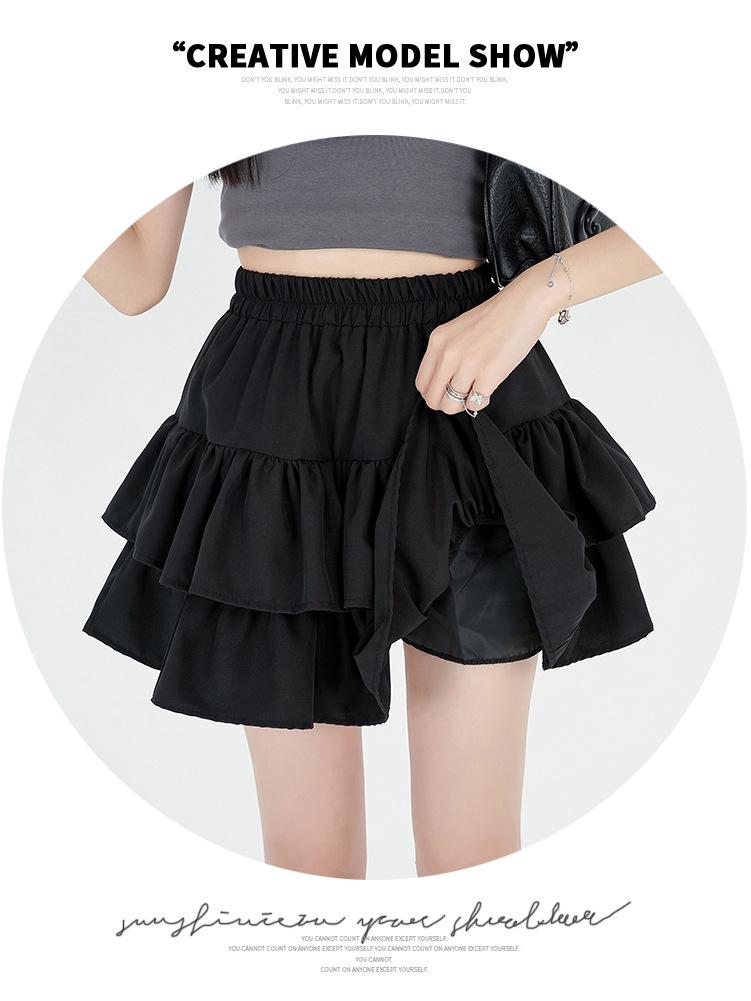 Women's Summer White Ruffle Puff Cake Dress - Ballet-Style High Waist A-Line Midi Skirt