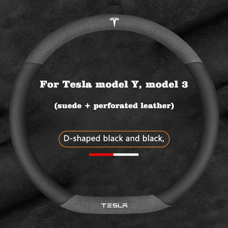 

For Tesla Model 3 Highland Model Y Juniper S X Suede Anti-slip Breathable Leather Car Steering Wheel Cover Auto Accessories 2026