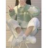 Women's Japanese Retro Colorblock Sweater - 2024 Spring/Autumn, Loose Lazy Style, Soft Inner Layer