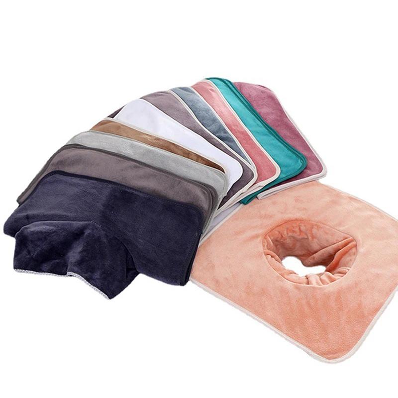 1 Pcs 35*35cm Thickened Beauty SPA Massage Table Planking Face Towel With Hole For Hospital Hotel Beauty Salon
