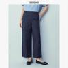 Women's High-Waist Straight Cropped Cotton Pants