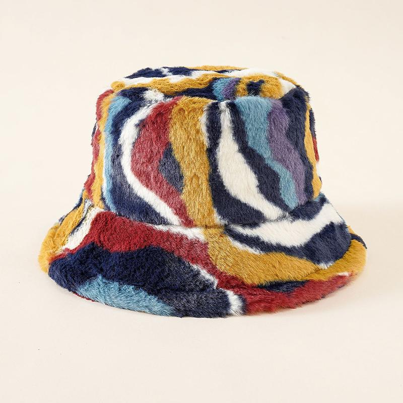 Outdoor Large Size Winter Faux Fur Fluffy Bucket Hat Women Winter Warm Fisherman Cap Fashion Trendy Party Wide Brim Panama Caps