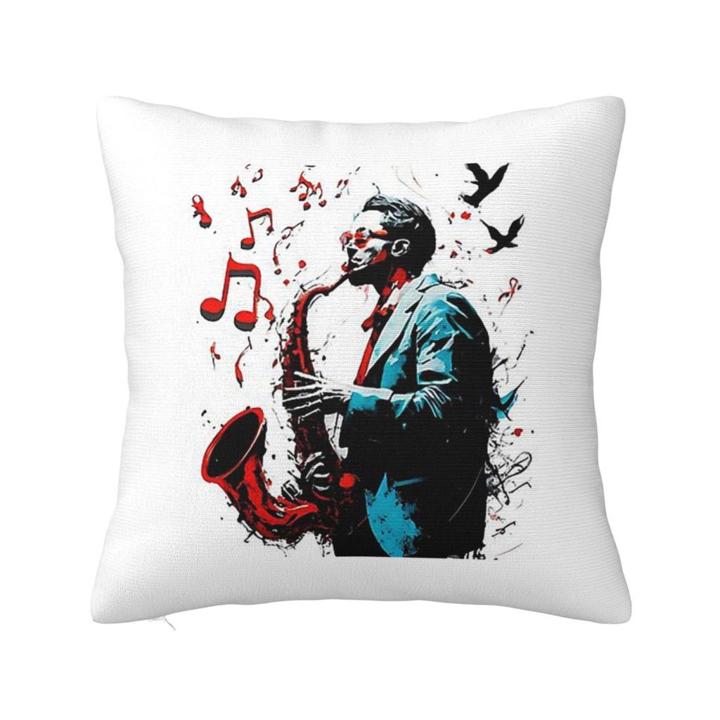 Saxophonspieler - Musik Kunst Mädchen Y2k Grafik Quadratischer Kissenbezug Kissenhülle Kissenbezug Überwurf-Kissenbezug für Zuhause Schlafzimmer