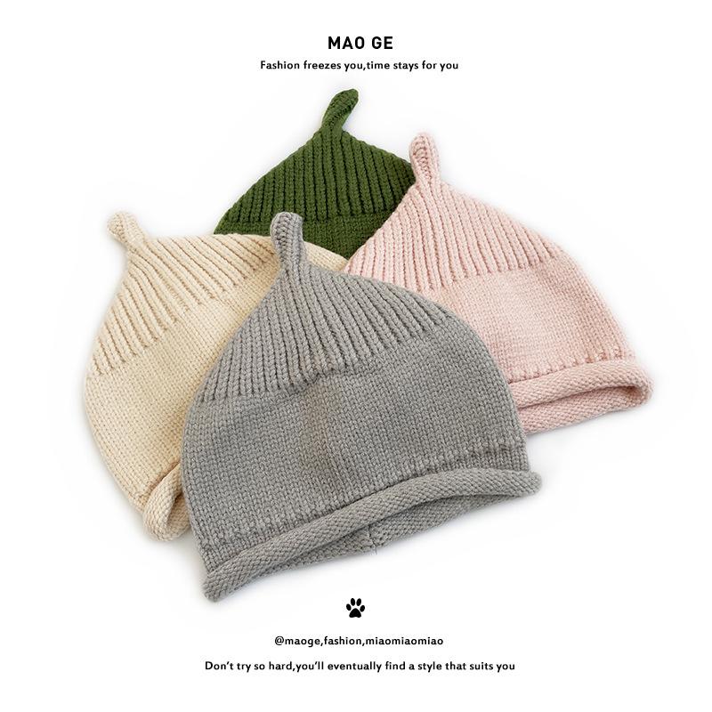 Katzenbruder Unisex Woll-Babyhut: Neuer Herbst/Winter-Eingang, Einfarbig, Warmer Strick, Klassisches Design.