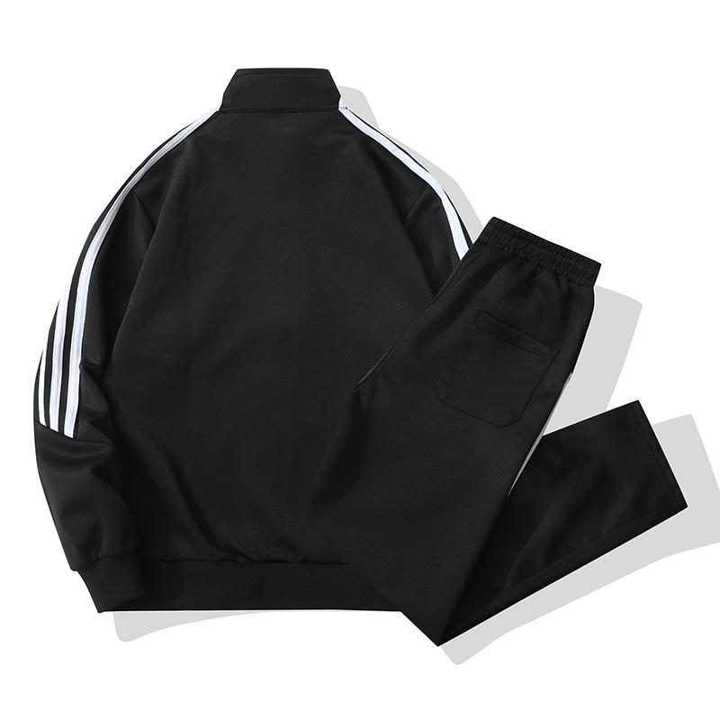 Men's Three-Stripe Hoodie & Jacket Sportswear Set for Spring/Autumn - Casual Running Outfit